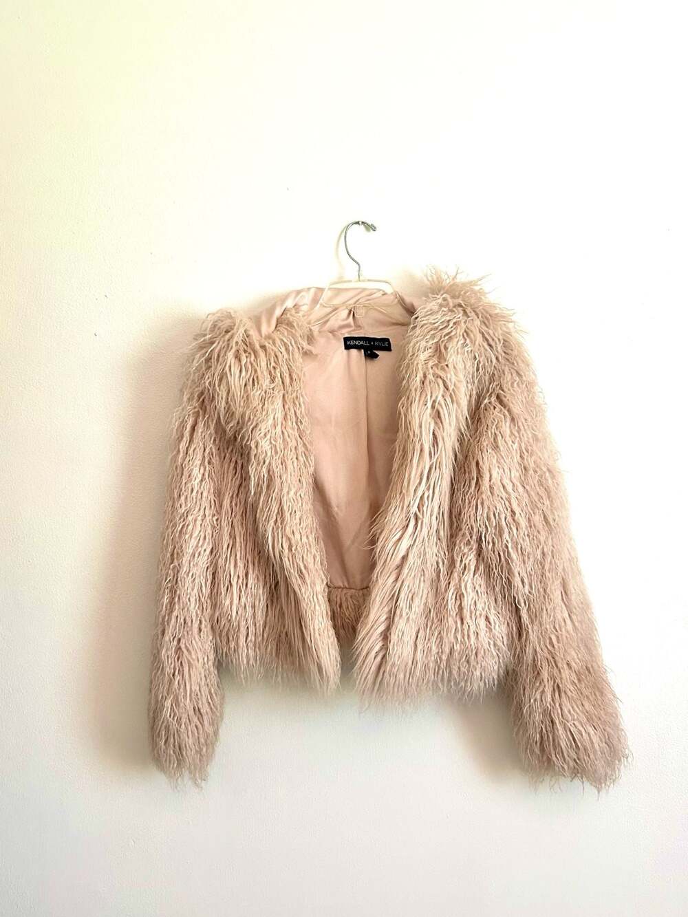 Kendall + Kylie Shaggy Faux Fur Cropped Jacket Size 8